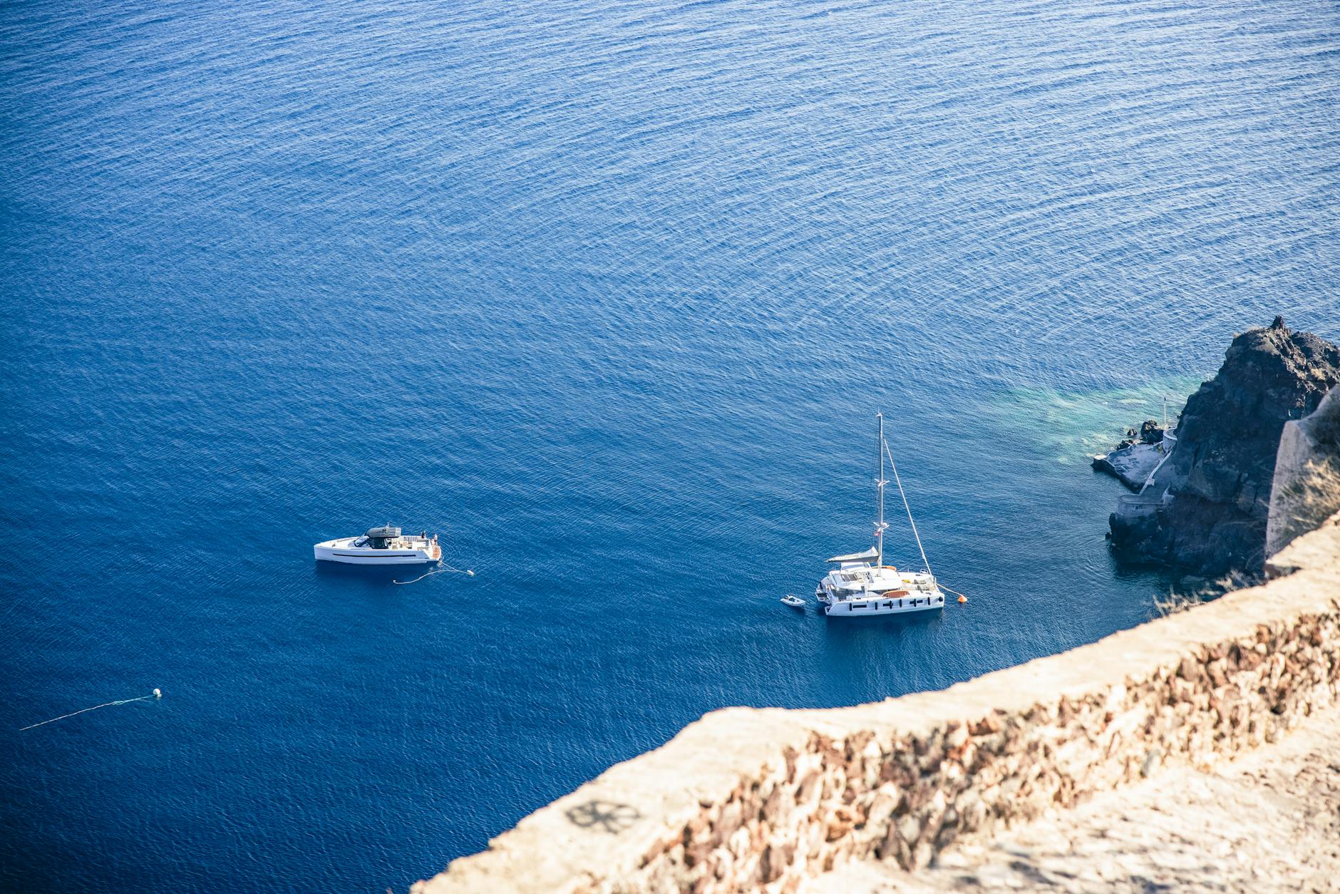 Aerial view of sailing yacht in the Mediterranean